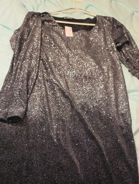 Avenue Black Sparkle Long-Sleeve Dress